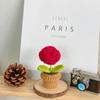 Mini Knitting Flowers Potted Rose Sunflower Knitted Eternal Flower Desktop Ornament  Office Decor