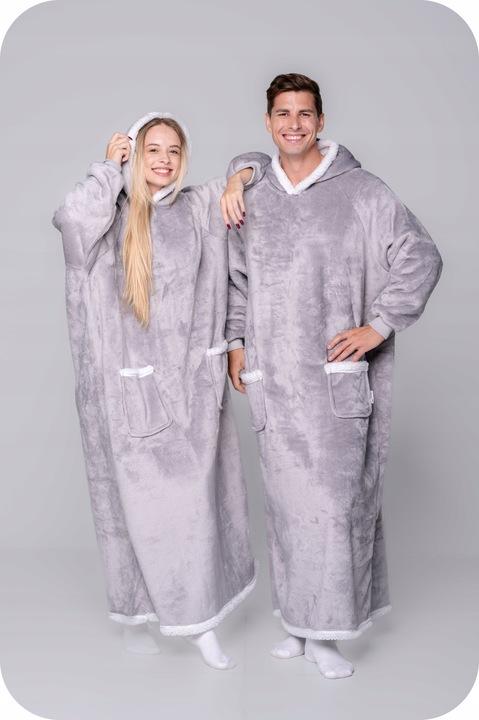 Oversize Warm Thick Blanket Hoodie 2-in-1 Xxl Grey Furry [Kb-Xl1]