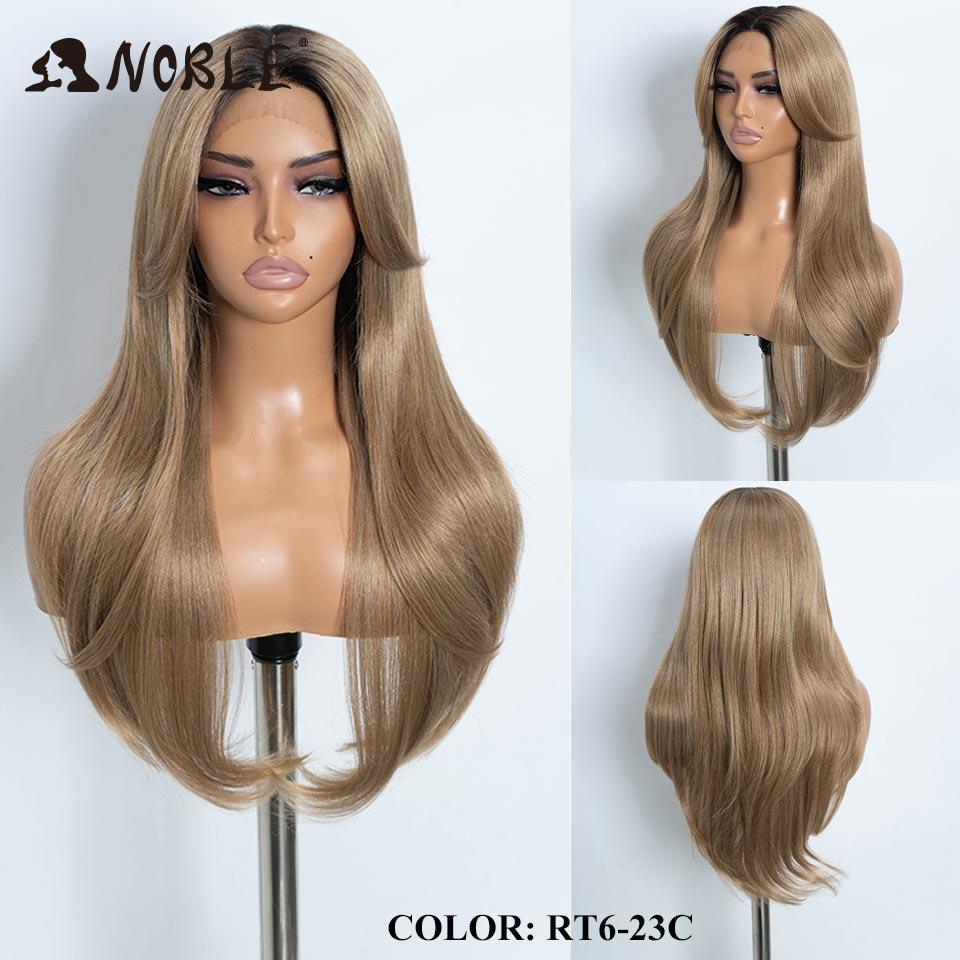 Noble Synthetic Lace Front Wig 26" Straight Ombre lace Wig  Cosplay White Wig Blonde Wigs For Women Lace Wig synthetic Lace Wig