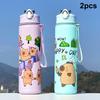 Portable Large Capacity With Straw Sports Water Bottle 800ml Cartoon Capybara Water Bottle Plastic Water Cup Travel Outdoor