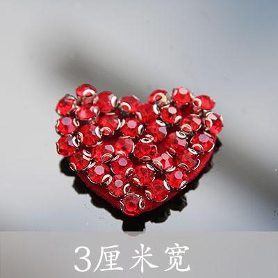 Red Heart Rhinestones Bead Brooch Patches Applique Vintage Crystal Fabric Sew On Patch Fashion Clothing Bags Decoration Patch