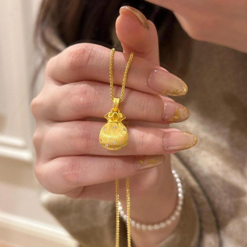 Chinese Style Glitter Diamond Lucky Bag Pendant Necklace for Women - Versatile, Exquisite Choker Jewelry