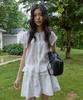 MOOD INSIDE WOMAN (Woman) Summer Frill Half Blouse_2 Colors