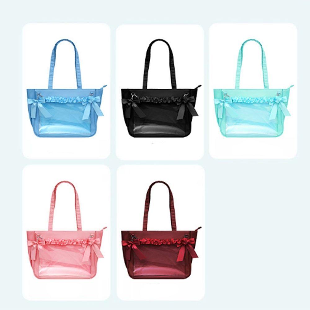 Cute Large Capacity Bow Ita Shoulder Bag Clear Japanese Style Transparent Pocket Itabag Sweet Badge Display Shoulder Bag Ladies