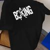 Camiseta de Algodão Masculina Boxe Estilo Atlético Casual Preto - Camiseta Gráfica de Algodão Masculina de Verão