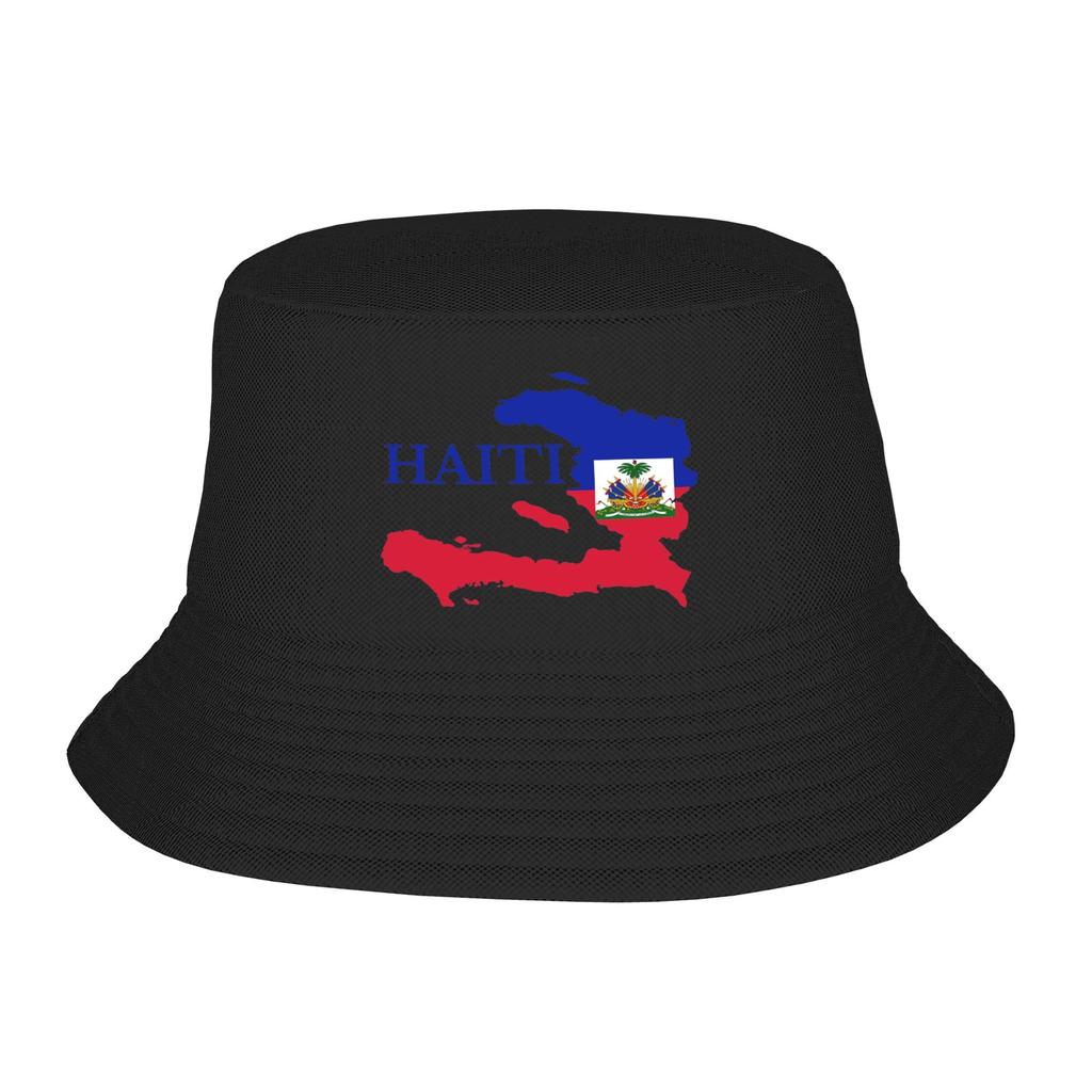Stylish Usa Haiti Flag Bucket Hat Girl Lightweight Outdoor  Fishing Hat Spring Headwear