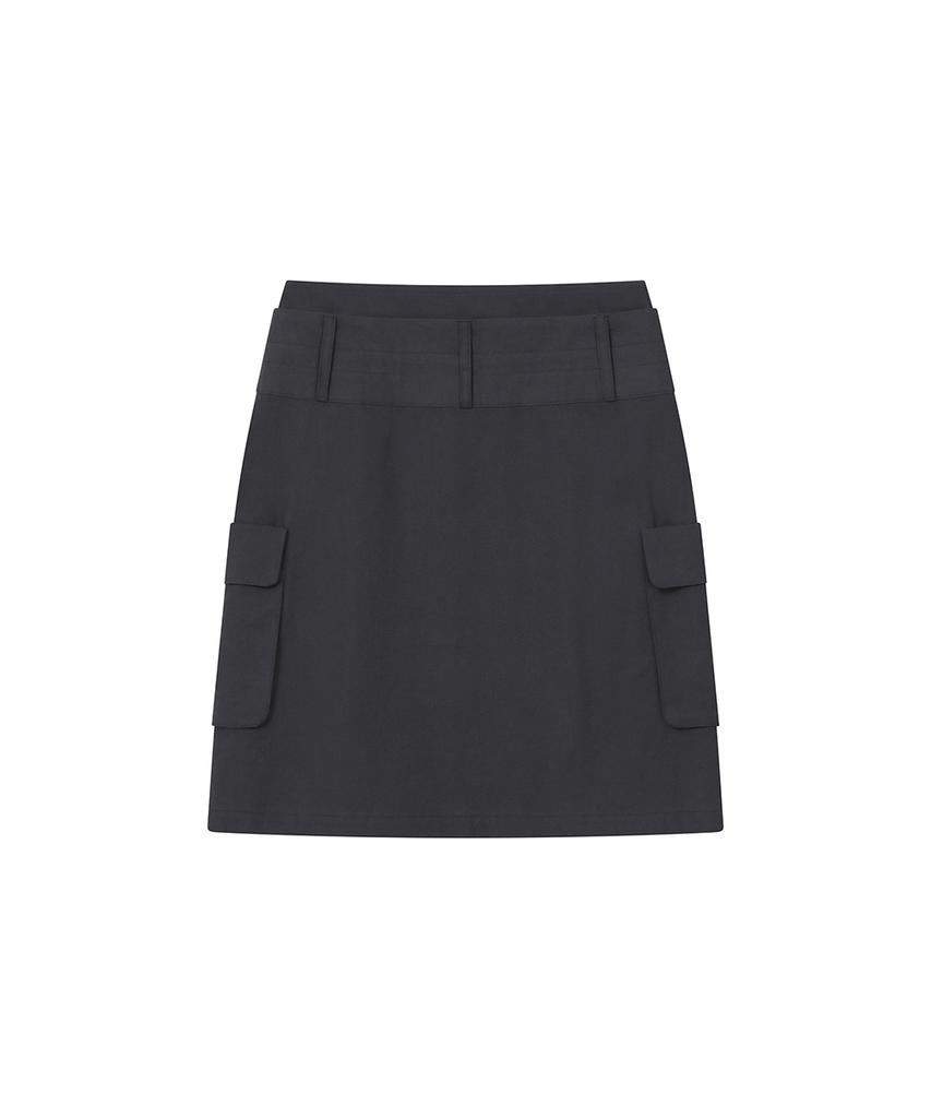 Miseki Seoul Layered Pocket Cargo Skirt Charcoal
