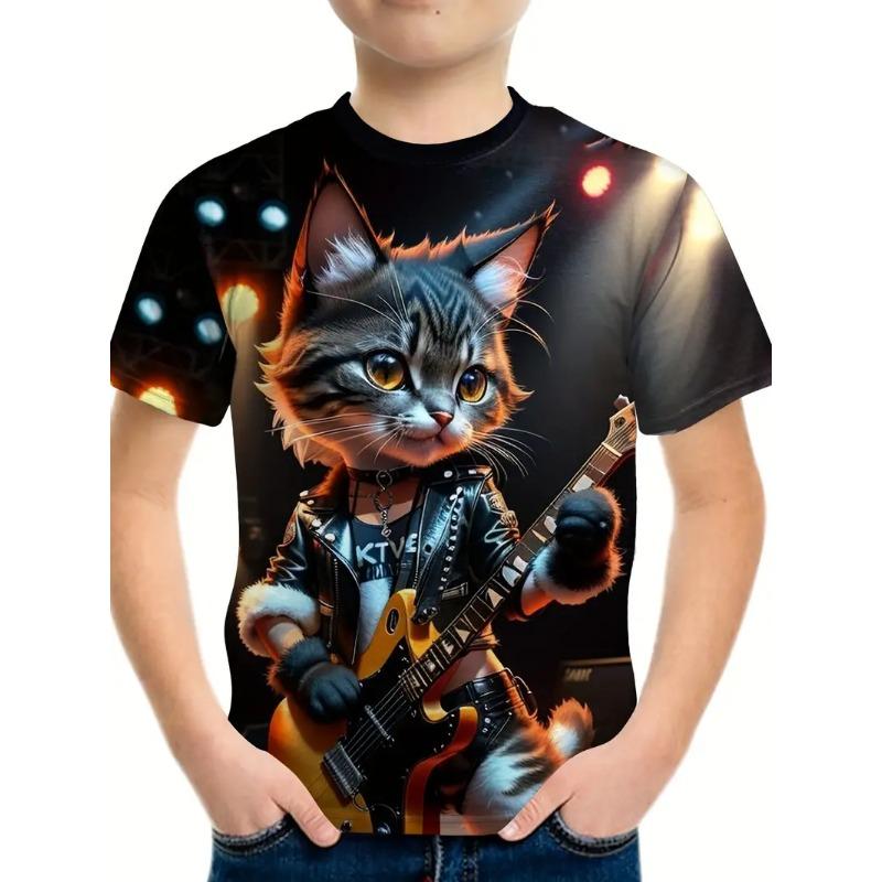Camisetas Divertidas para Hombre Tops Estampados 3D de Gato Lindo Camisetas de Manga Corta para Hombre Mujer Camiseta Oversize Streetwear Ropa Casual Simple para Hombre