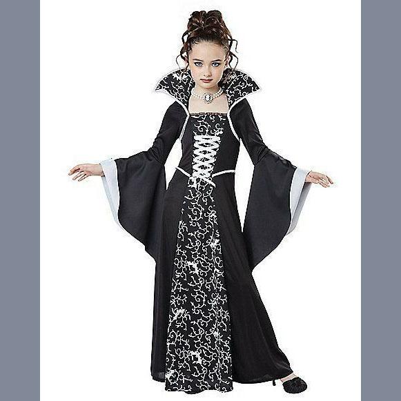 Halloween Costume for Kids Halloween Fantasy Vampire Costume Girls Long Tutu Dress Kids Carnival Outfit Gothic Feather Clothes