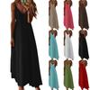 Robe longue sans manches pour femmes, tenue décontractée, col en V, couleur unie, été