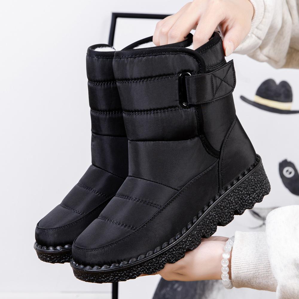 Winter Mid Length Thick Snow Boots Large Anti Slip and Fleece Women's Boots Waterproof, Warm and Thick Casual Women's Boots