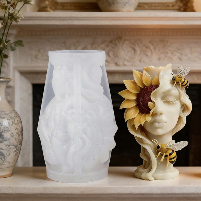 Floral Goddess Statue Silicone Candle Molds For Resin Art Handmade Candle Soap Chocolate and Wedding Anniversary Gift