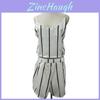 Elegant Striped V-neck Backless Two-piece Outfit Suits For Women In Summer