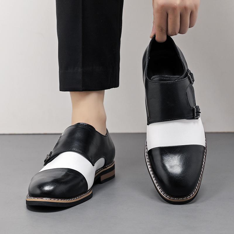 Retro Men Loafers Casual Comfortable Buckle Leather Shoes British Business Office Dress Shoes Size 38-48 Men Shoes