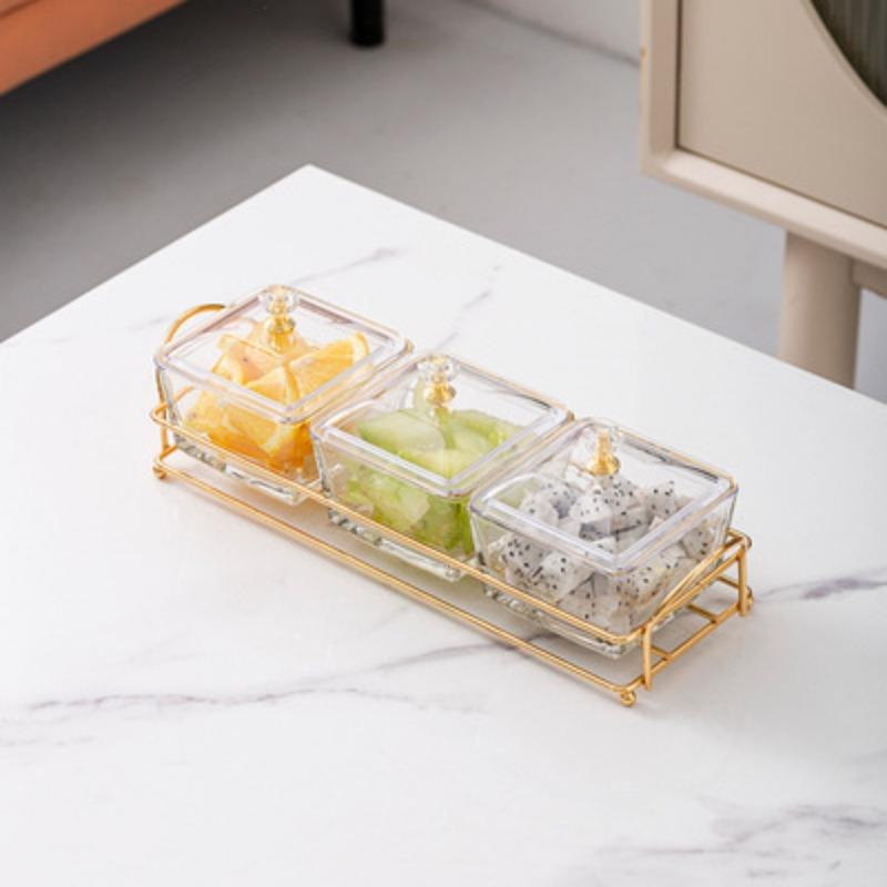 Glass Fruit Tray Living Room Coffee Table Home Use Latest Style Refreshment Snacks Dried Fruit Snacks Snacks Durable