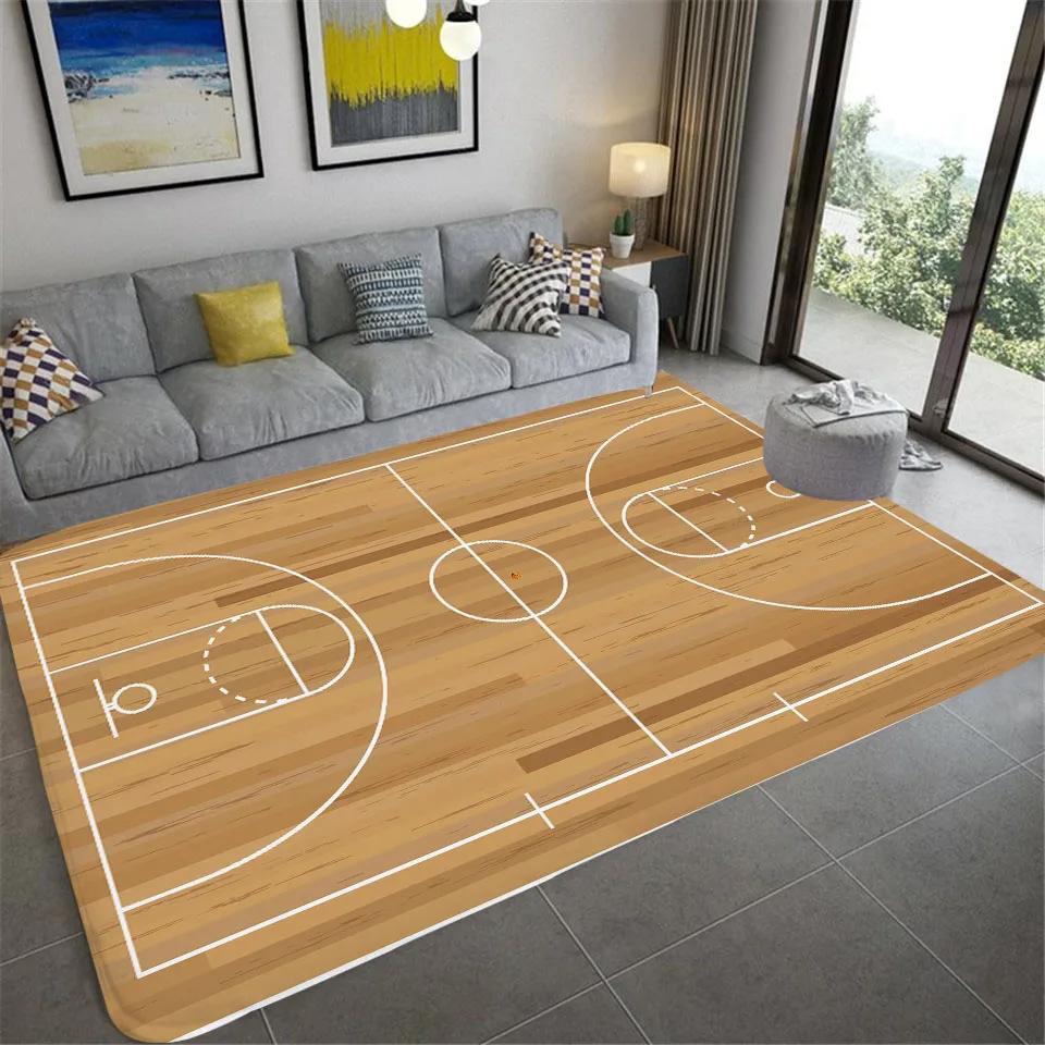 Basketball Court Carpet Basketball Area Rug for Bedroom Bedside Living Room Sofa Table Sport Theme Floor Mat Ball Games Doormat