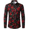 Heren Slim fit Overhemd met Rozenbloemenprint en Knopen