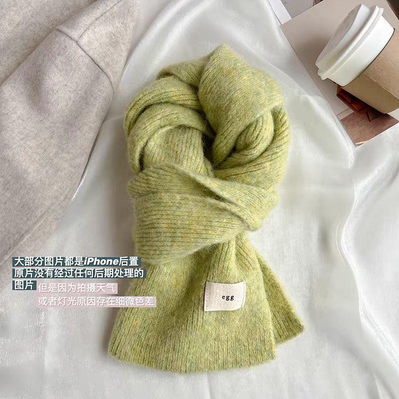 Korean Egg Containing Wool Scarf Women's Winter Soft Waxy Wool Knitted Warm Thickened Scarf Student Ins Tide