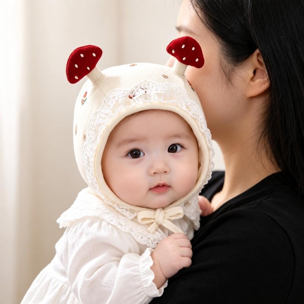Windproof Newborn Baby Hat Lace Trim Mushroom Lace Hat Durable Infant Winter Cap  Shower Gift