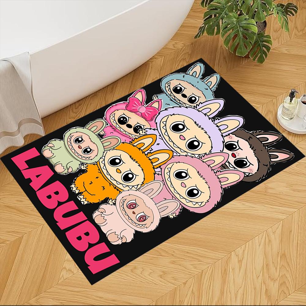 Labubu Floor Rug Office Rug Design for Hallway Entryway Dormitory Balcony Antislip Carpet Office Home Decor Wedding Party Gift