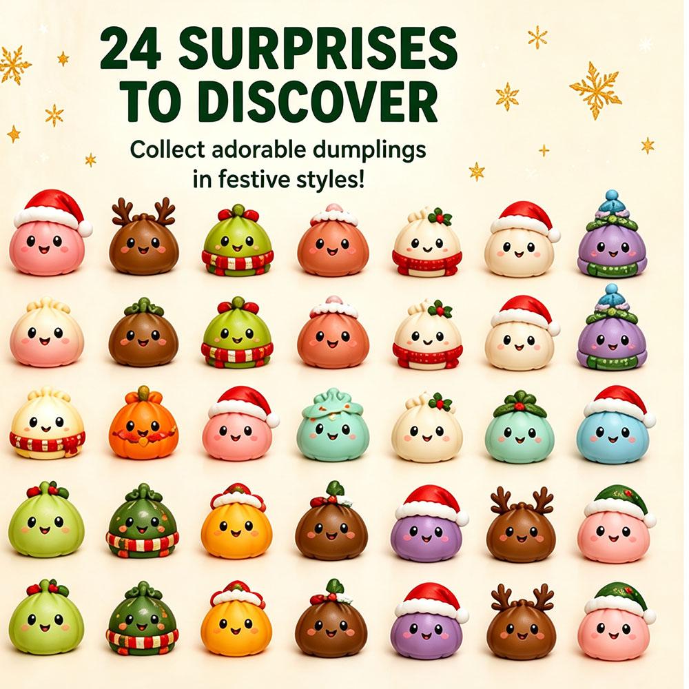 Christmas Squishy Advent Calendar, 24 Days Countdown Surprise Box, Dumpling Slow Rebound Squishies Squeeze Sensory Gift