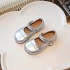 Kinder Lederschuhe Einfache einfarbige Ballerinas für Mädchen Silber Vielseitige Kinder Lässig Prinzessin Mode Tanzschuhe Neu