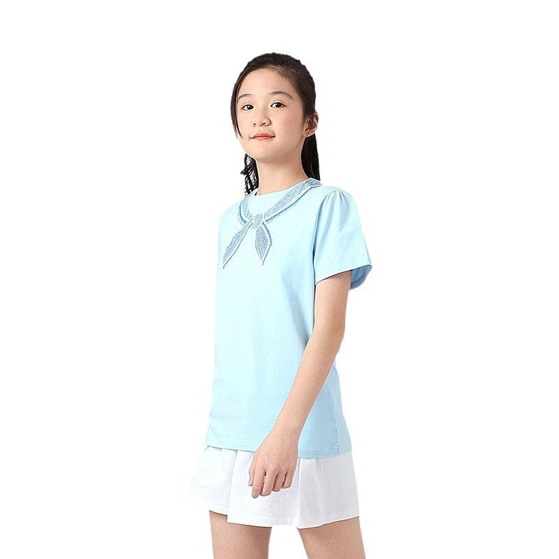 Sommer Koreanische Version des neuen Mädchen Sport Kurzarm Mädchen Baby niedliches Puffärmel Oberteil Kinder Kurzarm T-Shirt