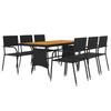 7 Piece Garden Dining Set Black Poly Rattan