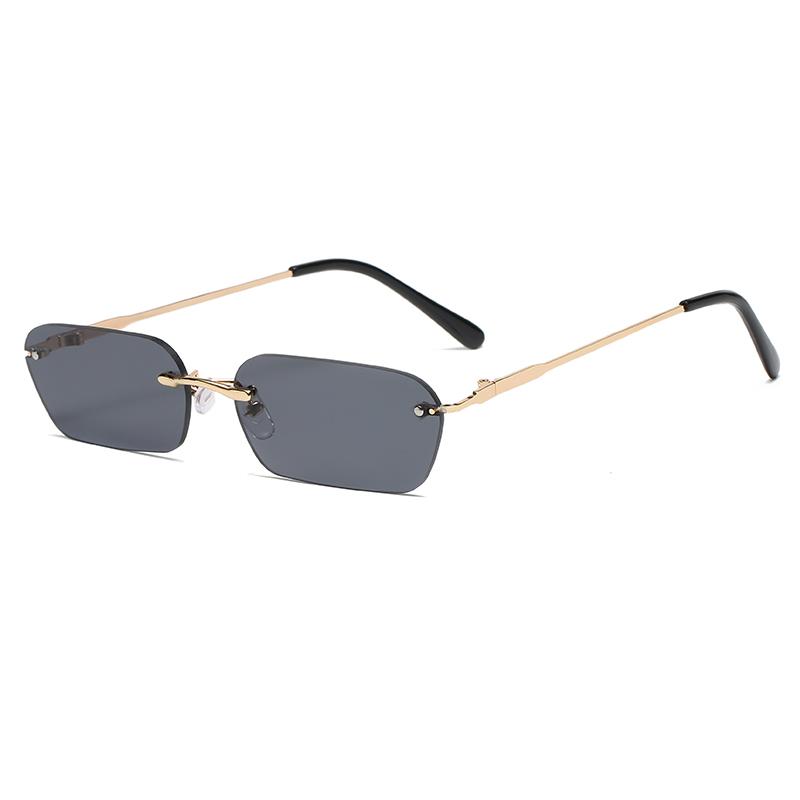 Women Vintage Rimless Square Sunglasses UV400 Protection Transparent Lens Punk Rectangle Design Ladies Sun Glasses