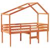 High Bed with Roof Wax Brown 80 x 200 cm Solid Pine Wood