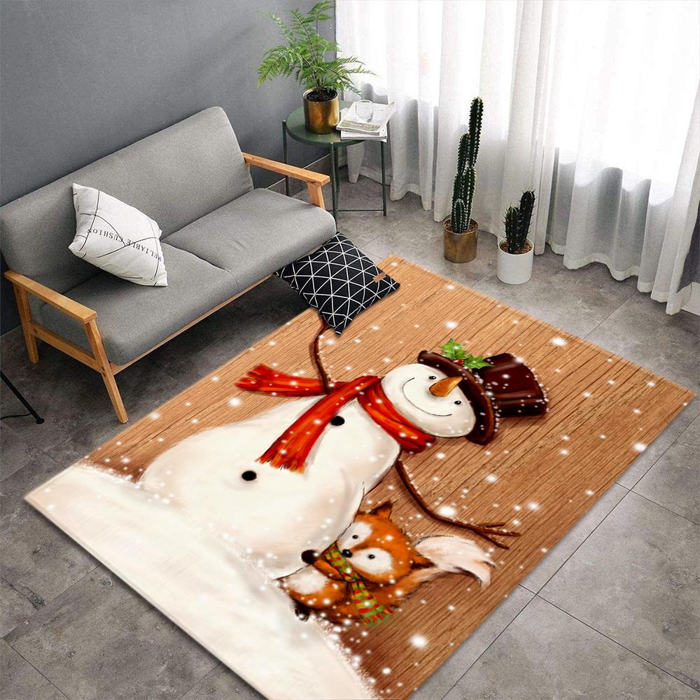 Christmas Living Room Carpet New Year's Child Rug Snowman Santa Claus Floor Mat Kitchen Bedroom Area Rug Non-slip Doormat