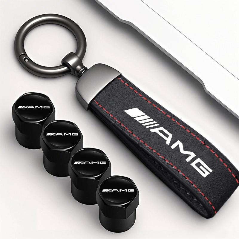 Car Tire Wheel Valve Caps Cover Suede Car Key Chain Ring Keychain For Mercedes Benz AMG W203 W206 W220 W205 W211 W212 W201 W168