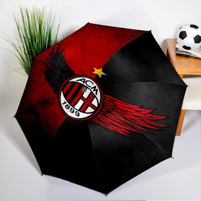 Ac Football Club Umbrella Folding Umbrella, Automatic Umbrella 8-Frame for Travel, Camping Use Gift for Halloween Christmas