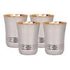 Stahl Kupfer Glas Becher Set (Silber und Braun, je 250 ml) - 4 Stück