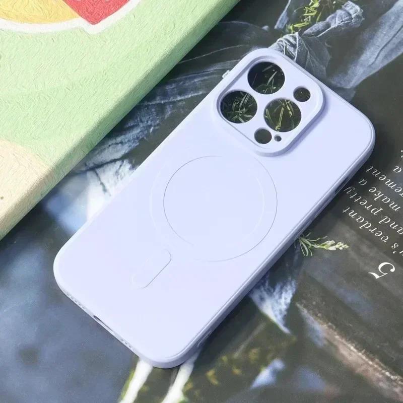Liquid Silicone Case For 16 15 14 13 11 12 Pro Max Plus Phone Magnetic Wireless Charger For Magsafe Shockproof Back Cover