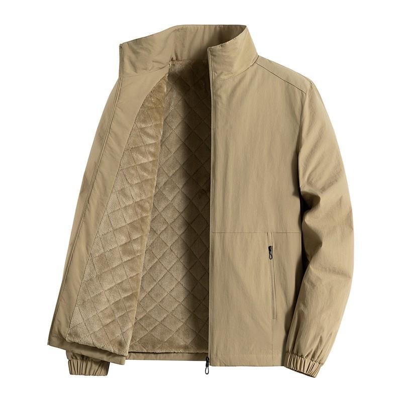 Men's Thickened Stand Collar Windproof Jacket: Autumn/Winter Casual Outdoor Workwear Ski Coat