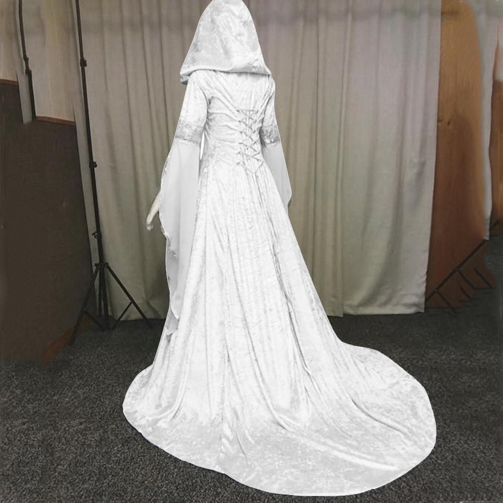Women's Long Sleeve Hooded Skirt Floor Length Cosplay Dress