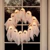 White Ghos T Design Halloween Ghos T Wreath Light-Up Feature Halloween Decor Spooky Hanging Decoration Spooky Theme