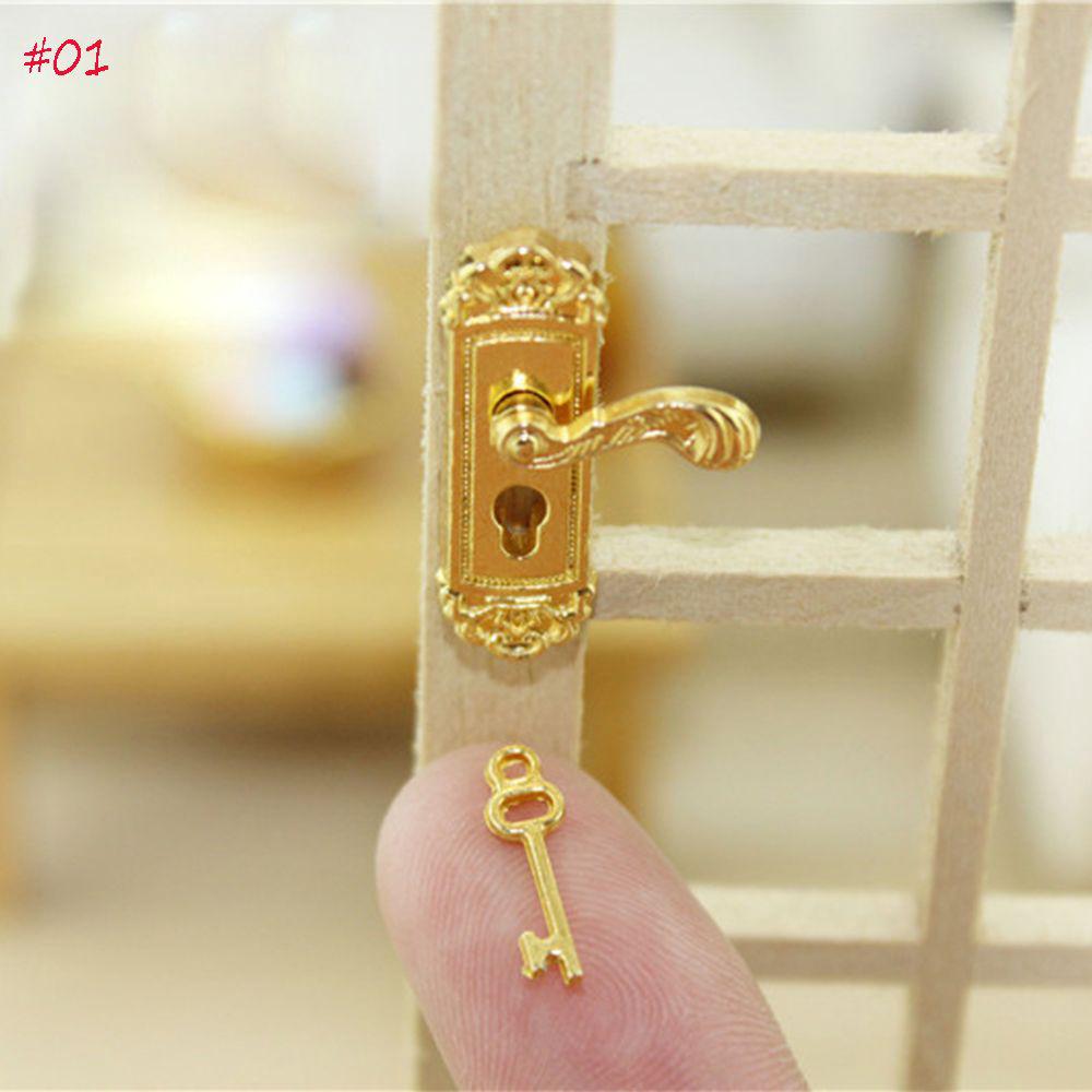 1pc Funny Vintage DIY Accessories 1/12 Dollhouse Miniature Door Lock Mini Key