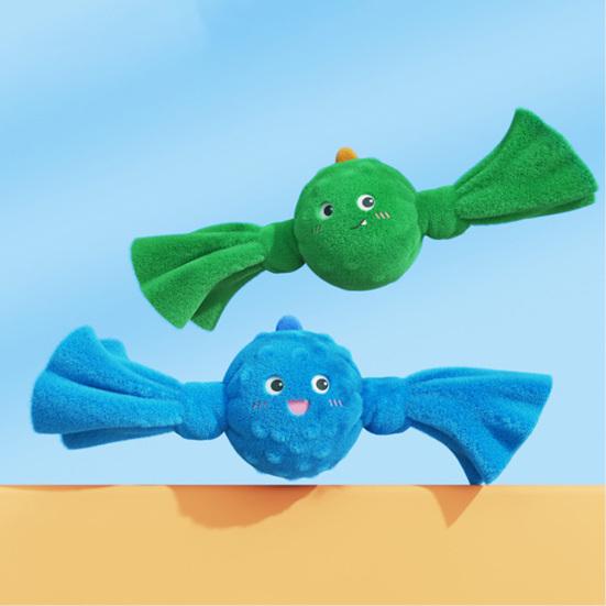 Jouet pour chien en peluche couinant Balle rebondissante Jouet à mâcher pour chien Jouet interactif de tir à la corde pour chiens Nettoyage des dents Dentition des chiots