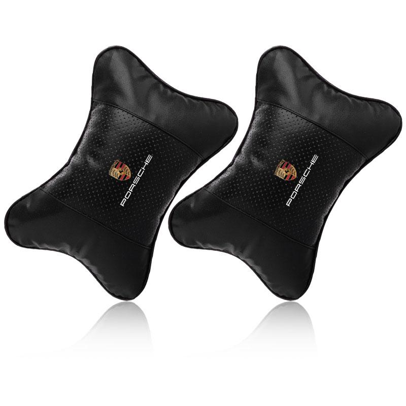 Fashion Car Seat Headrest Auto Logo Neck Pillow Car Accessories For Porsche 911 918 928 944 968 Boxster Carrera-GT Cayenne Macan Panamera