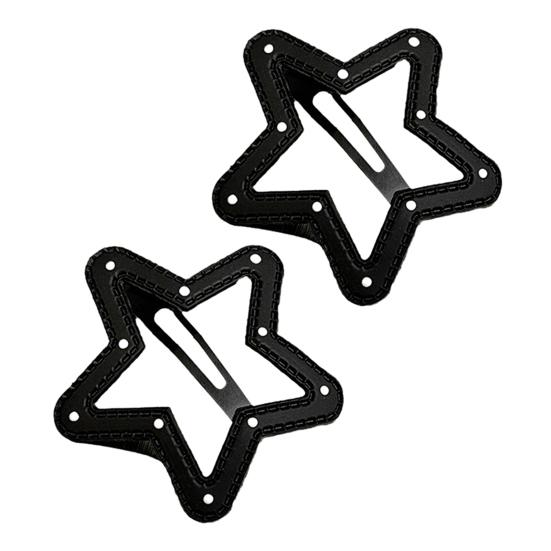 2 Stück Mädchen Haarspangen Punktmuster Stern Wolkenform Kunstleder Haarspangen Rutschfest Stabil BB Clips Haarschmuck