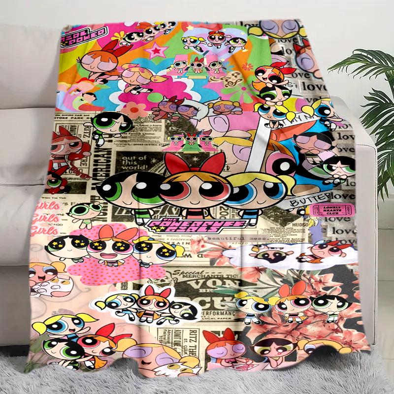 1PC The Powerpuff Girls Printed Blanket, All Season Lightweight Home Office Outdoor Nap Multifunctional Blanket A13