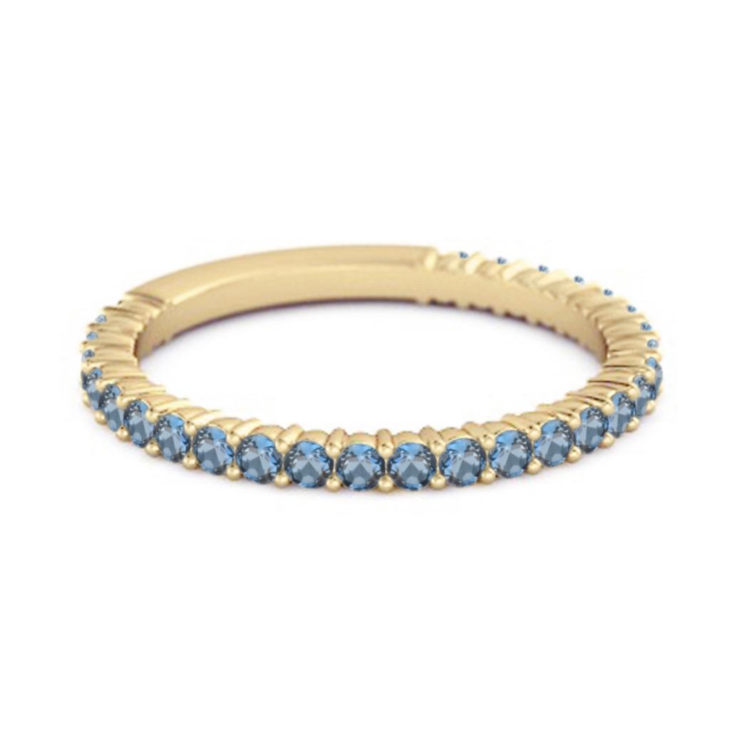 London Blue Topas Eternity Bandring - 925 Sterling Silber Gold Vermeil