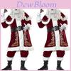 Lussuoso Costume da Babbo Natale in Velluto per Celebrazioni Natalizie e Feste Cosplay