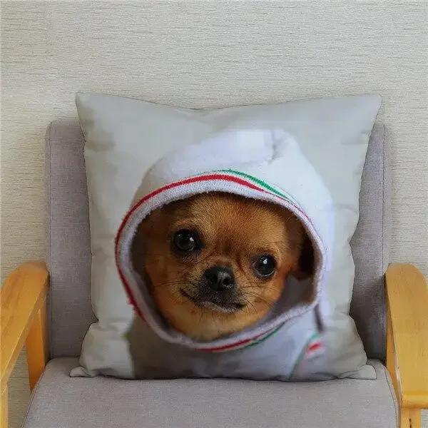 Schattige Mini Chihuahua Hond Bedrukte Kussensloop Kussenhoes Knuffelkussenhoes Bank Huisdecoratie Kussensloop