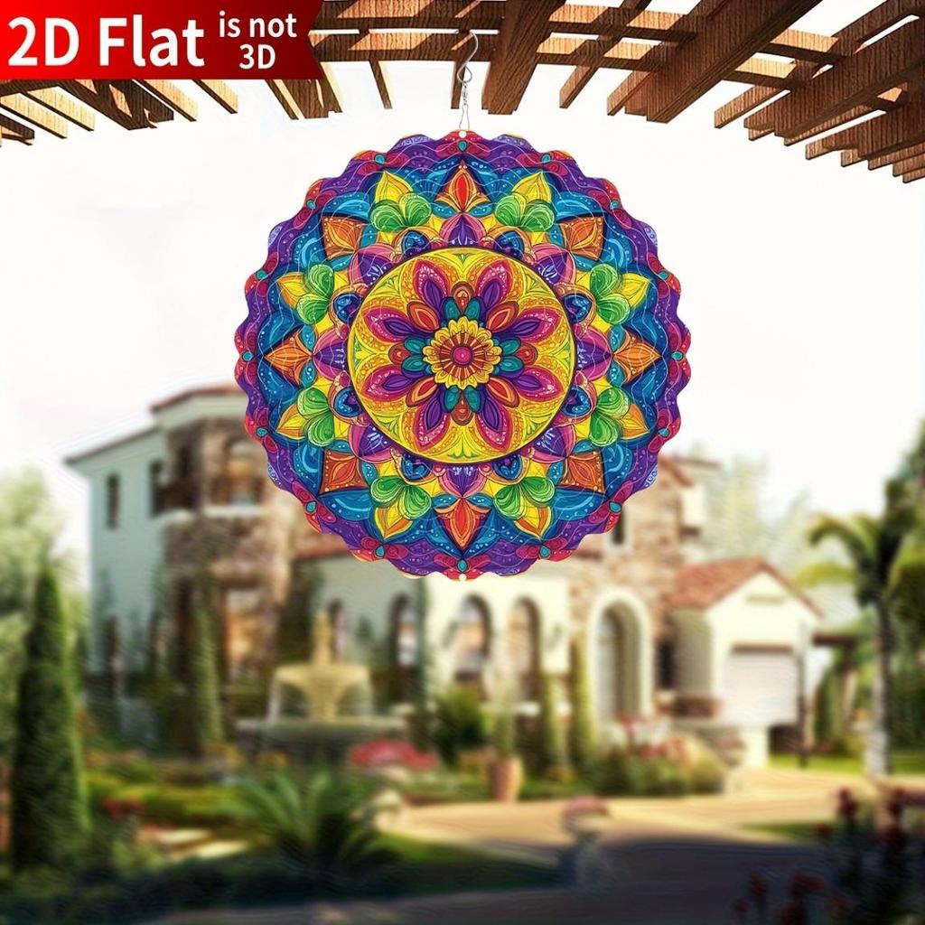25.4cm Classic Stainless Steel Mandala Wind Spinner – Elegant Handcrafted Garden Decor for Indoor/Outdoor Use, Holiday Ornament for Halloween
