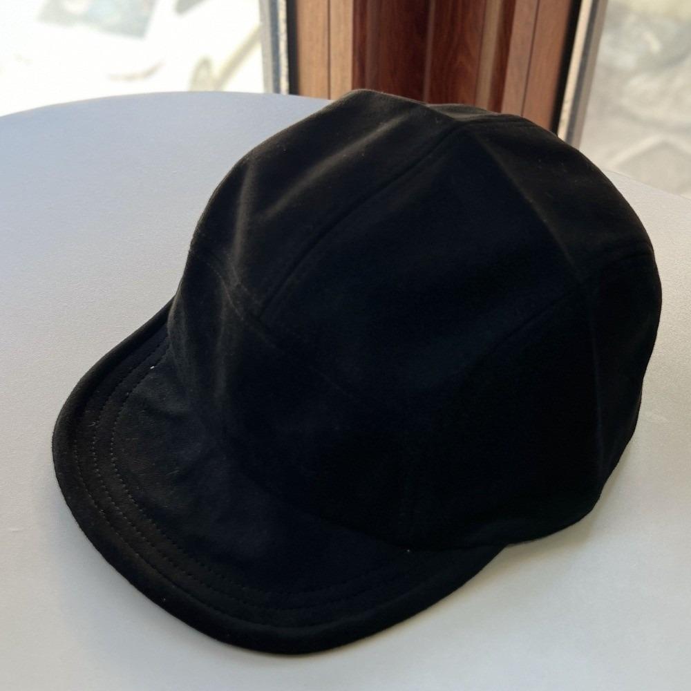Retro Short Brim Baseball Cap Solid Color Flat Edge Duckbill Cap Five-Piece Adjustable Suede Hat Unisex