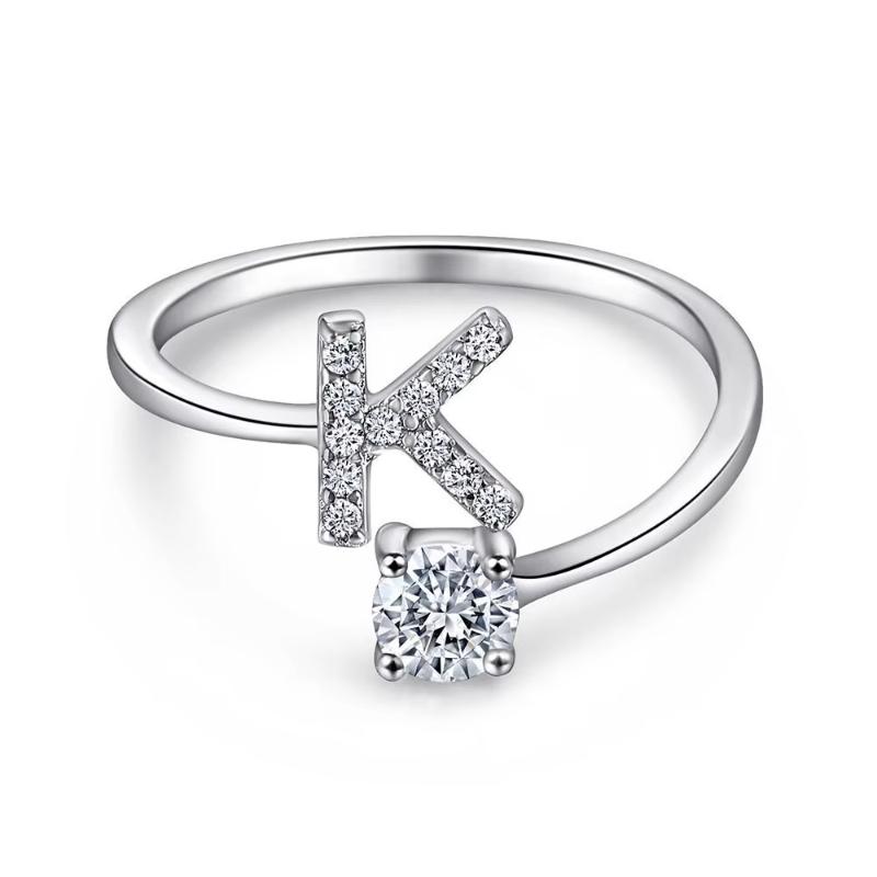1PC Open Ring Shiny Jewelry Suitable for Stacking Accessories Cute Letter Theme Ideal Gift Free Combination Custom Rings Silver