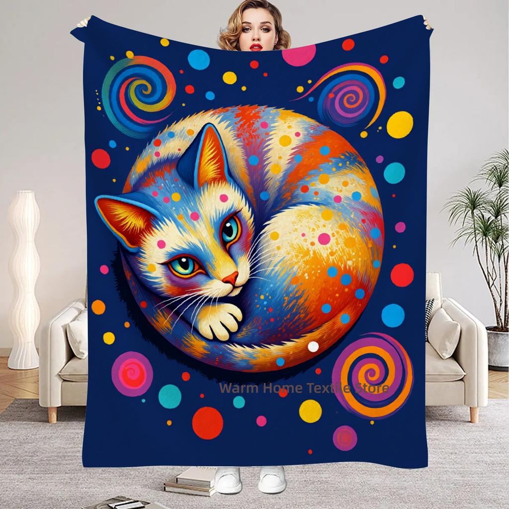 Abstrakte Pop-Art-Decke Seltsame Katze Flanell-Kuscheldecken Für Heimdekoration Gemütliche Wärme Geburtstagsgeschenk Decke Für Kinder Erwachsene